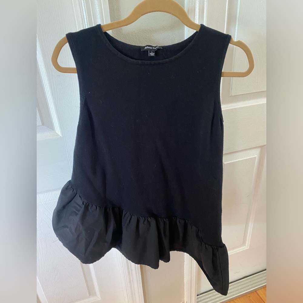 Athena Marie tank sweater material on top with biased cotton ruffle.